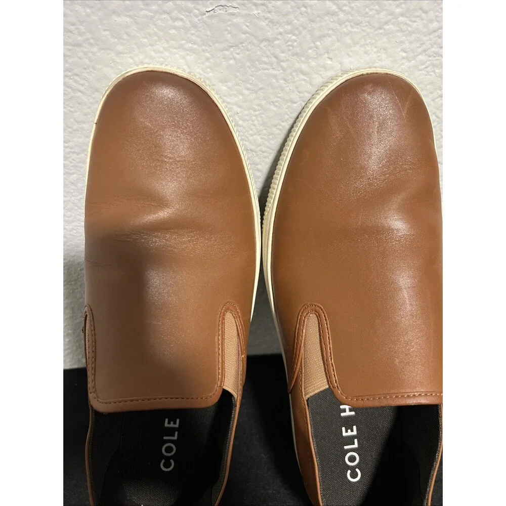 Cole Haan Grandseries Leather Slip On Sneakers Casual Shoes Brown Mens Size 10